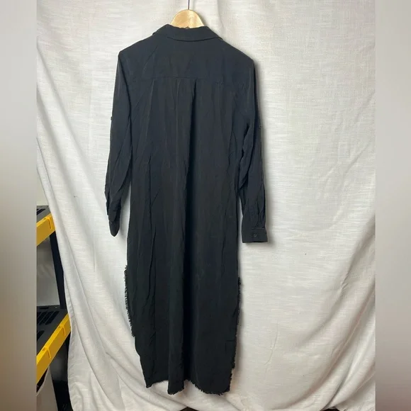 Chelsea & Violet Black Long Sleeve Dress High Slit - Whimsigoth Piratecore Boho - Picture 6 of 6